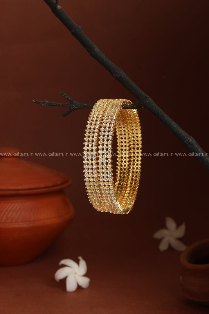 Premium 3 Line AD Stone Bangle - B185