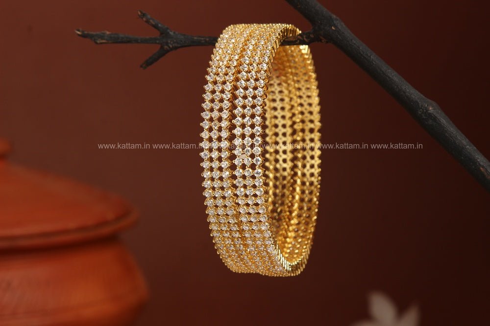 Premium 3 Line AD Stone Bangle - B185