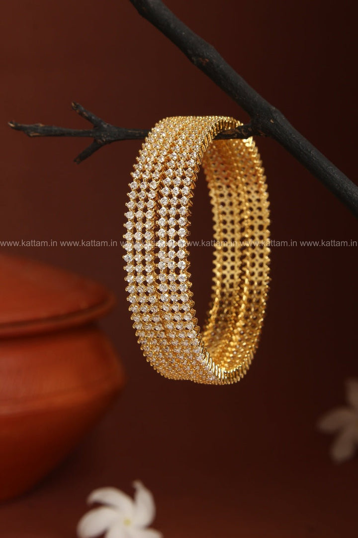 Premium 3 Line AD Stone Bangle - B185