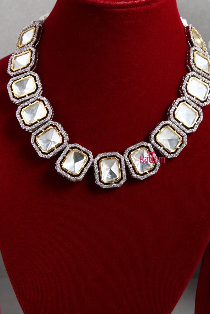 Premium AD Stone Rectangular Necklace - N1843