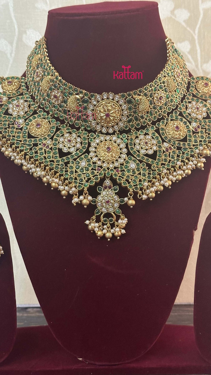 Premium Kemp with Kundan Stone Bridal Grand Ball Choker Set - N2926