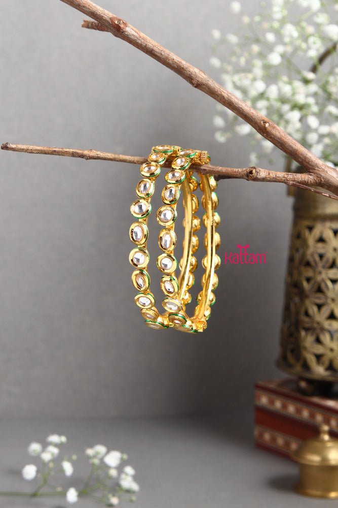 Premium Kundan Oval Shape Bangle - B396 - V4