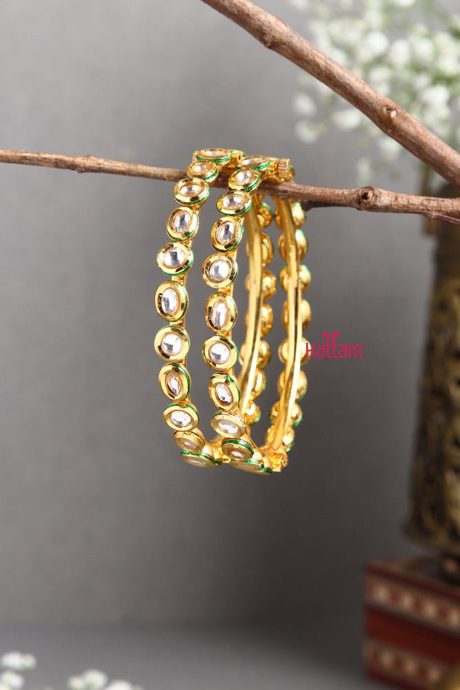 Premium Kundan Oval Shape Bangle - B396 - V4