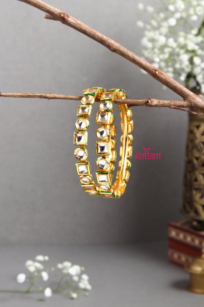 Premium Kundan Square Shape Bangle - B395 - V4