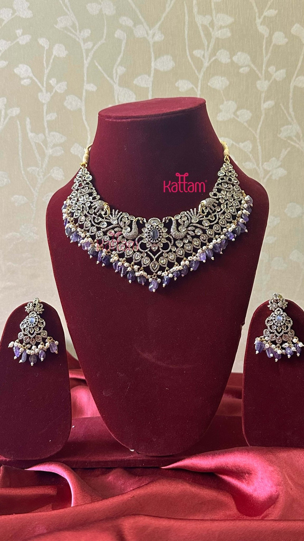 Premium Victorian Peacock Purple Bridal Choker - N6044