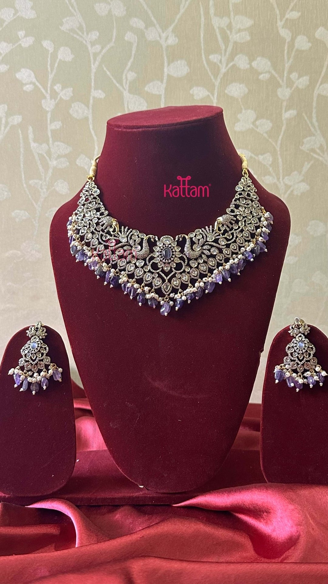 Premium Victorian Peacock Purple Bridal Choker - N6044