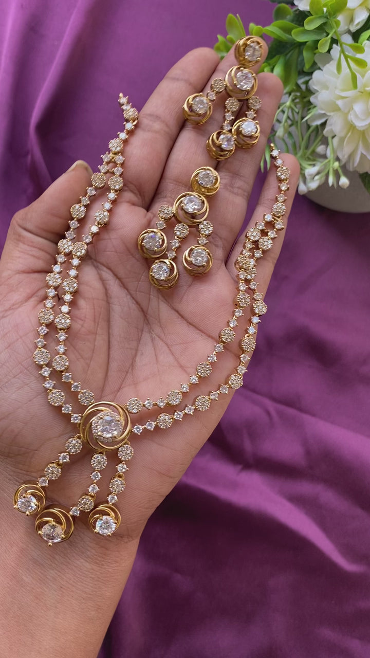 Thara - AD Two Line Necklace