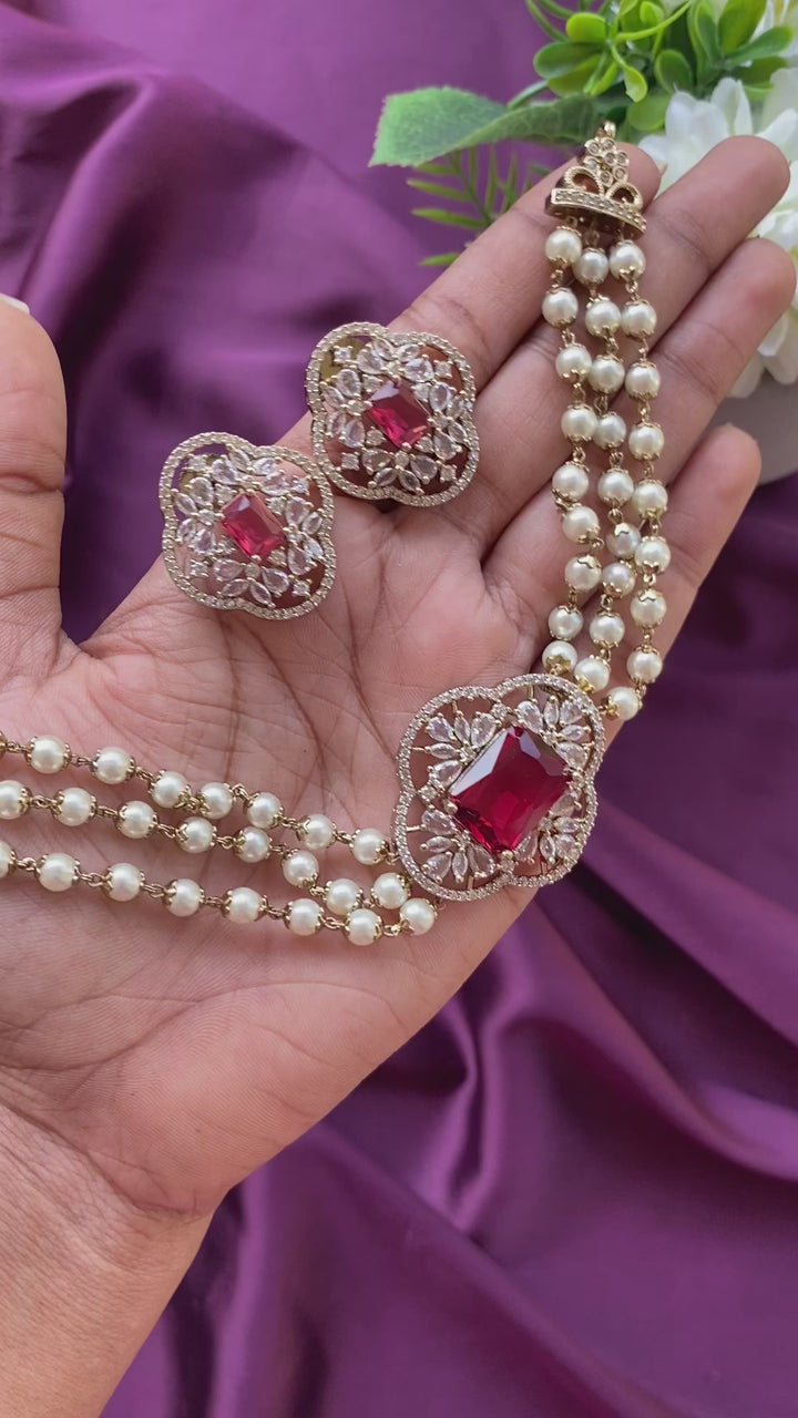 Shreya Victorian Ruby Pearl Choker