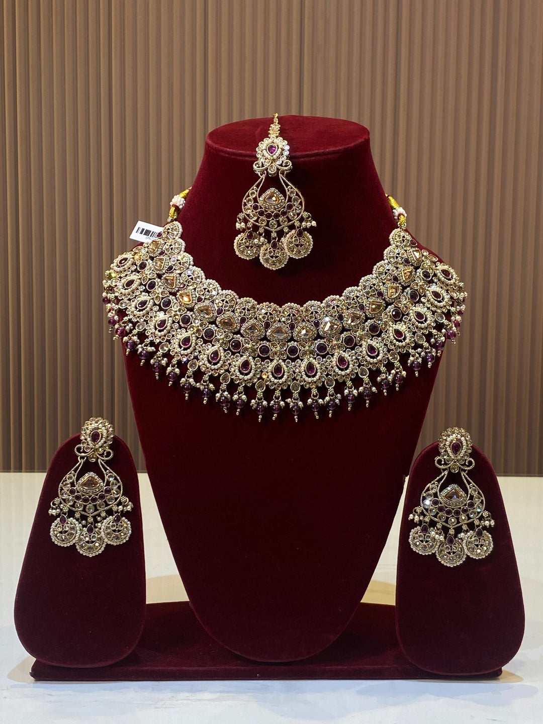 Purple Grand Bridal Stone Choker with Tikka - SPN20