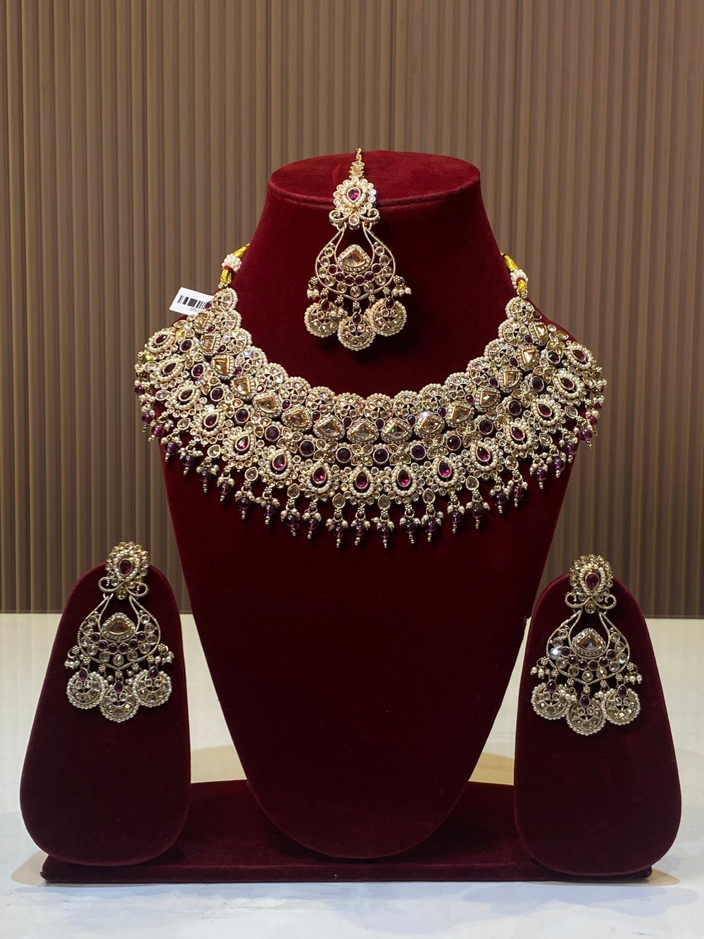 Purple Grand Bridal Stone Choker with Tikka - SPN20