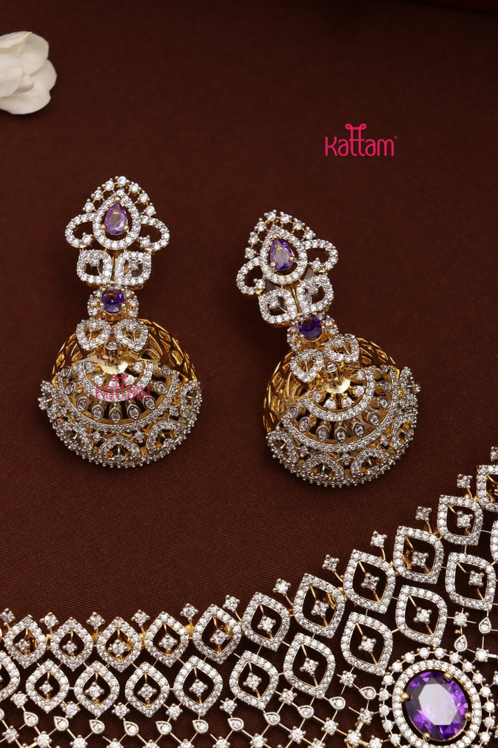 Quincy - AD Stone Purple Bridal Choker Set - N5323