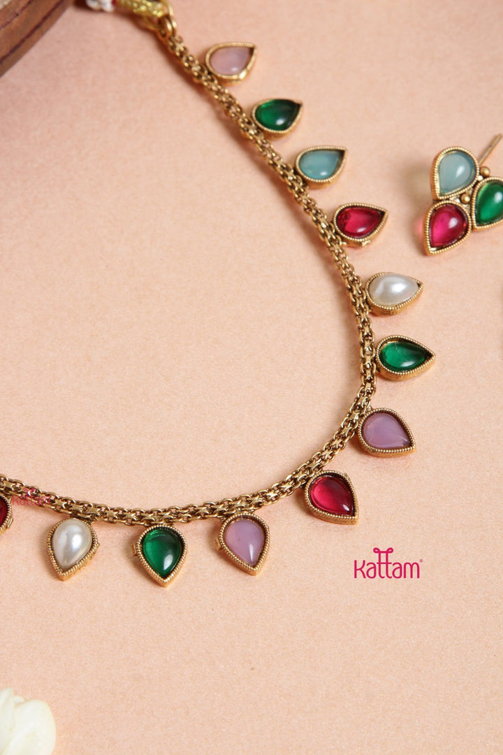 Rain Drop Choker Set - Multi - N3100
