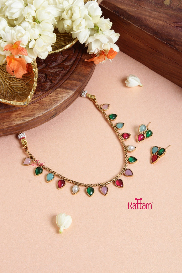 Rain Drop Choker Set - Multi - N3100