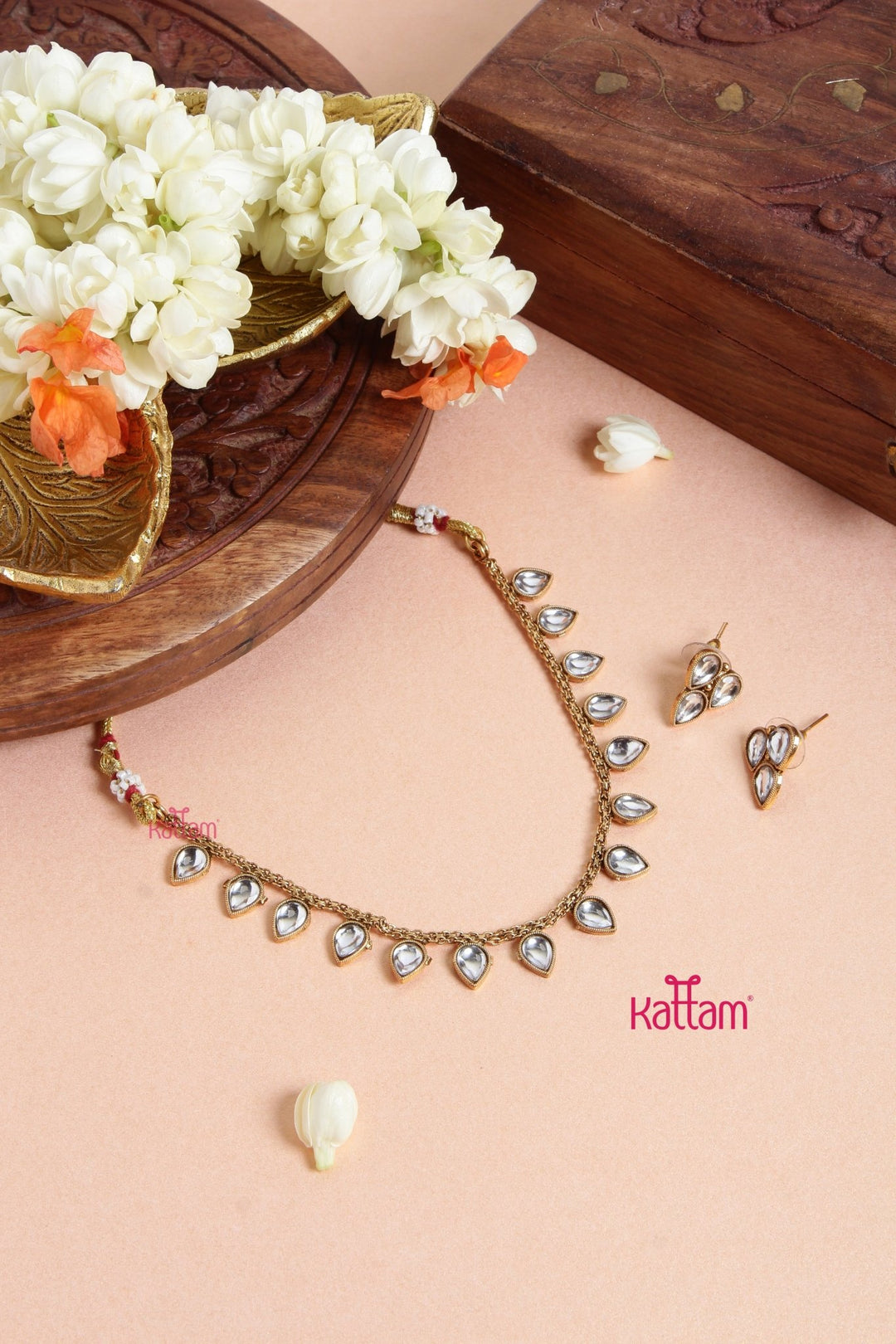 Rain Drop Choker Set - White - N3099
