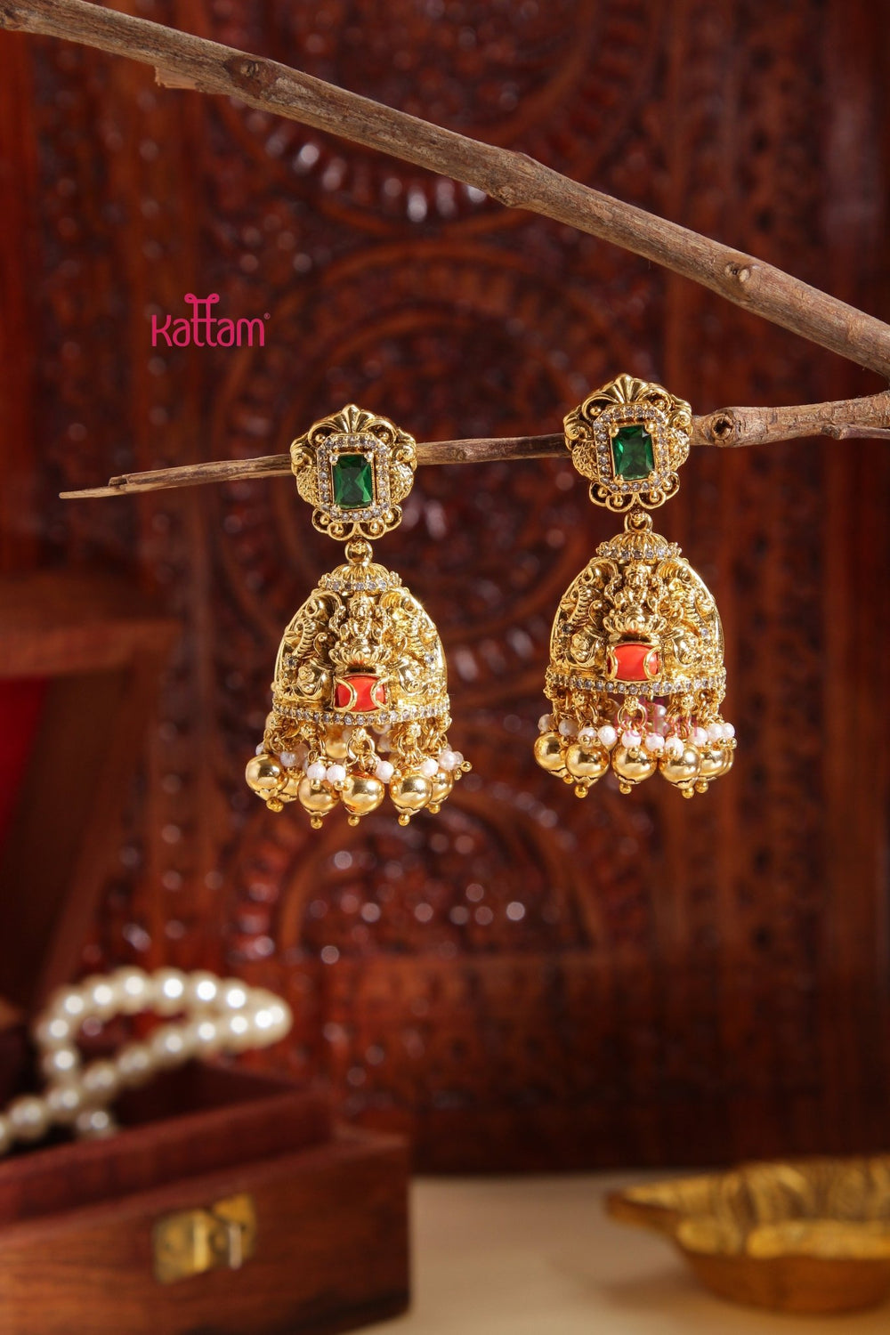 Rakshitha - Lakshmi Coral Goldball Jhumka - E995