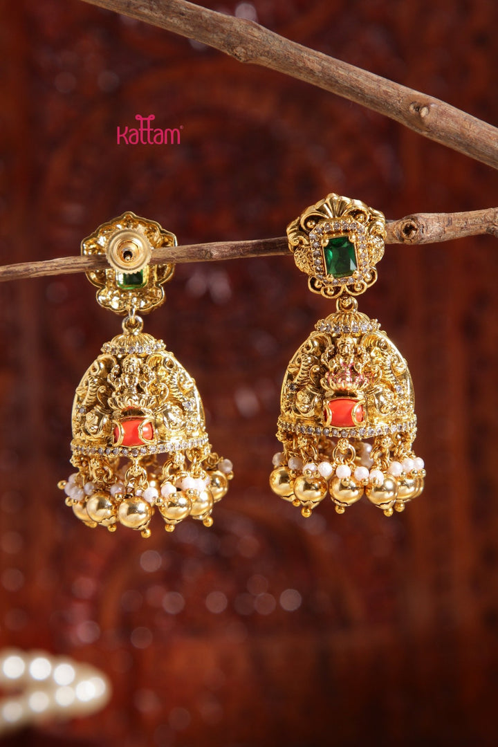 Rakshitha - Lakshmi Coral Goldball Jhumka - E995