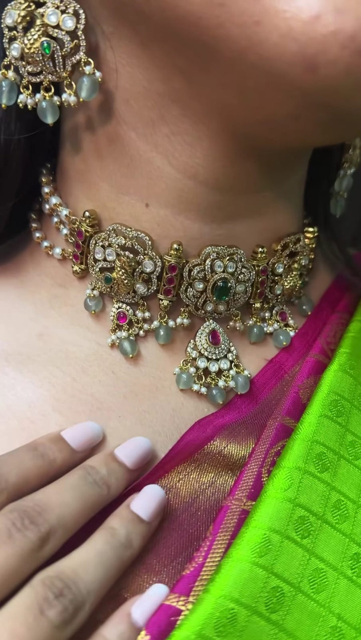 Rani - Victorian Pearl Jadau Choker - N6128
