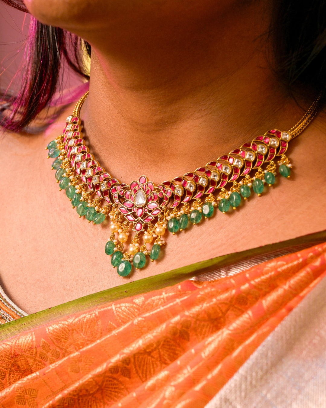 Rayane Kundan Lotus Choker - N4154