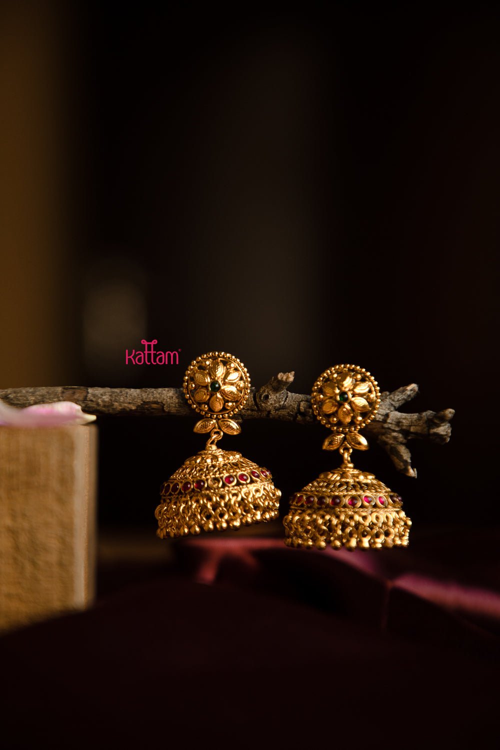 Red Green Bridal Light Weight Jhumka - N458