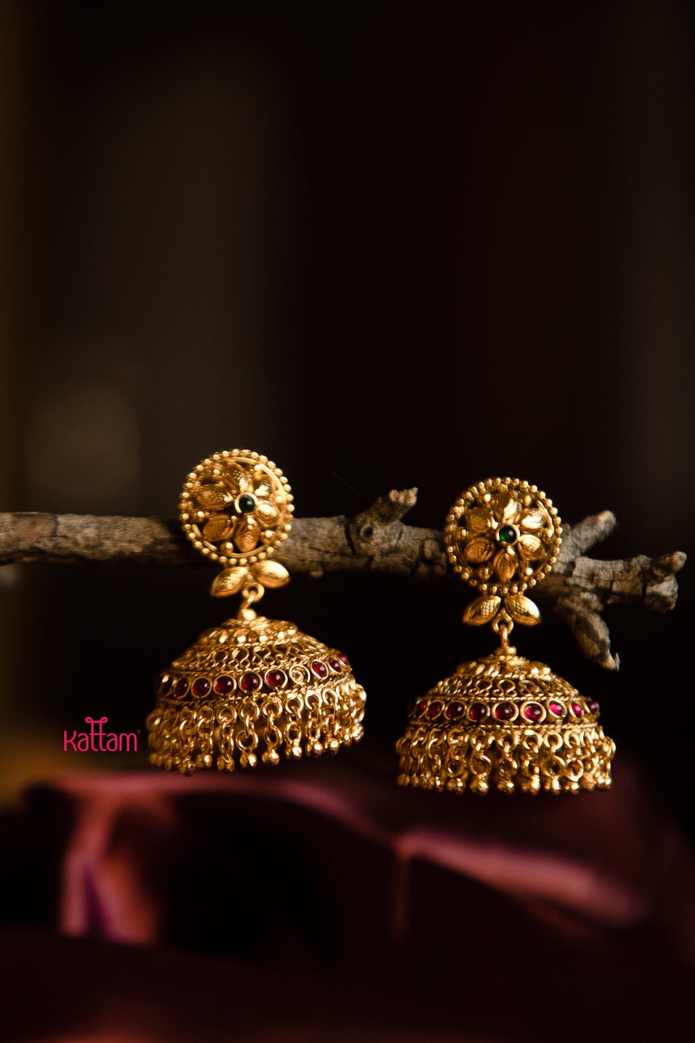 Red Green Bridal Light Weight Jhumka - N458