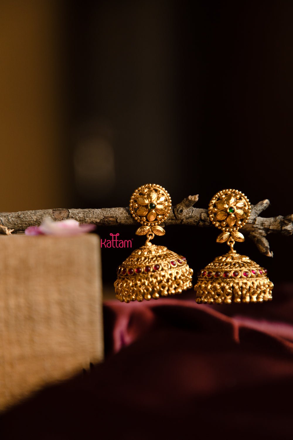 Red Green Bridal Light Weight Jhumka - N458
