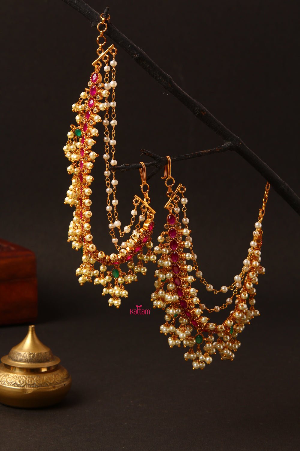 Ruby Green Grand Pearl Earchain