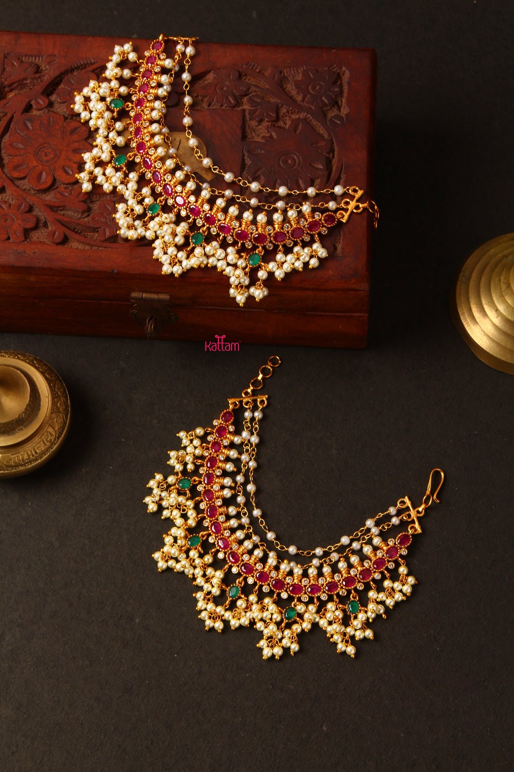 Ruby Green Grand Pearl Earchain