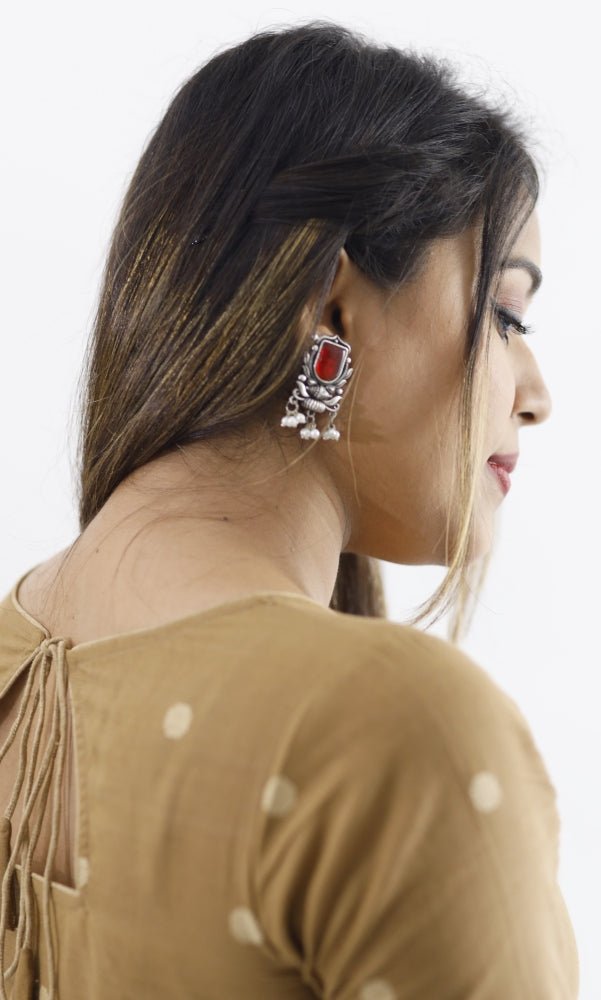 Red Victoria Silver Earrings - E342