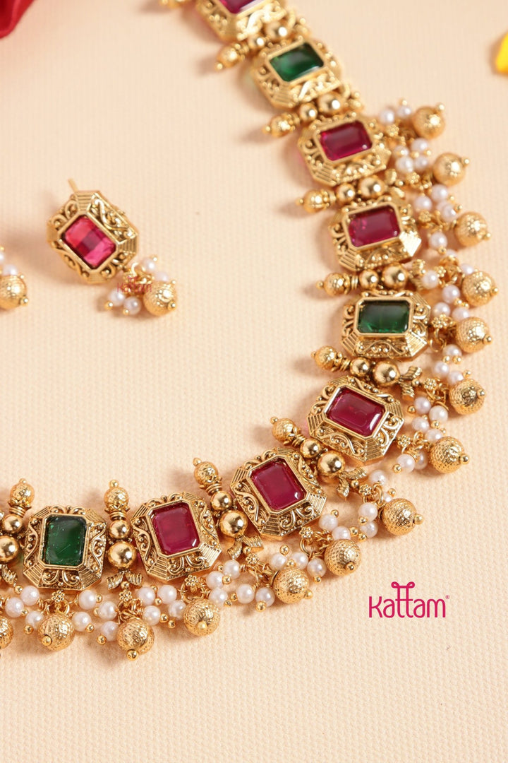 Reshma Stone Block Choker - N3433