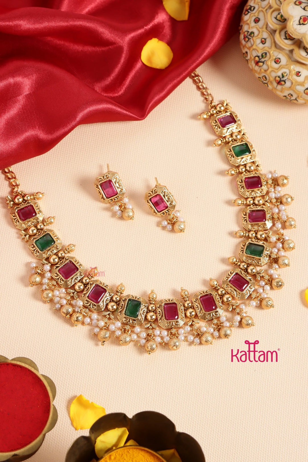 Reshma Stone Block Choker - N3433