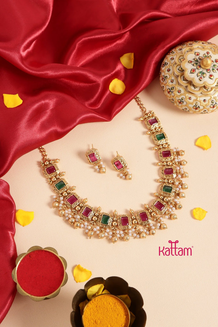 Reshma Stone Block Choker - N3433