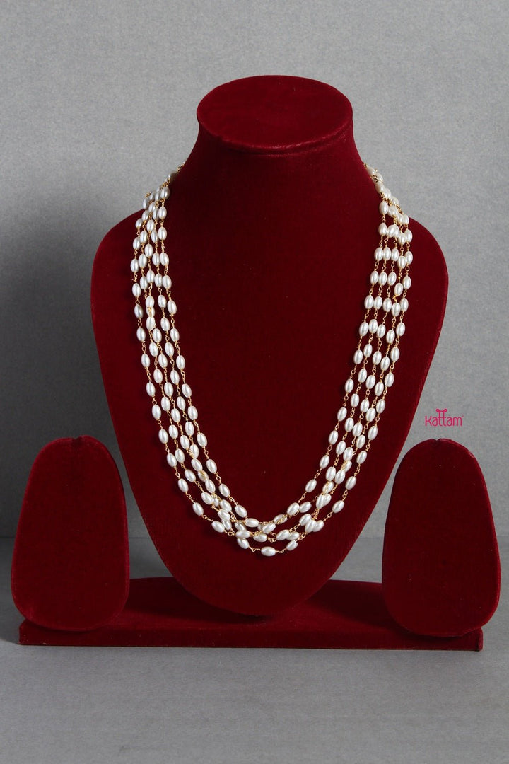 Rice Pearl - 5 Line 24 Inch ( No Earring ) - N1356