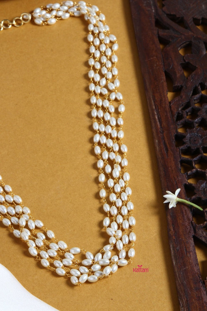 Rice Pearl - 5 Line 24 Inch ( No Earring ) - N1356