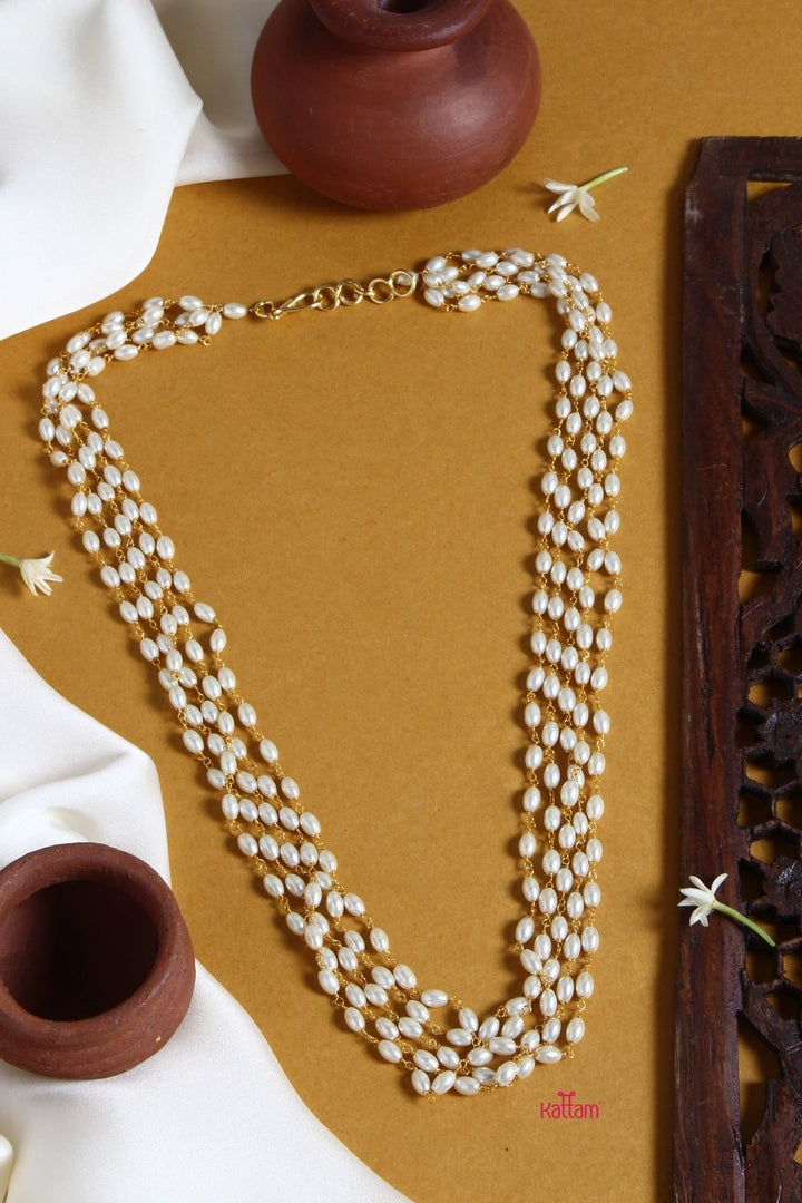 Rice Pearl - 5 Line 24 Inch ( No Earring ) - N1356