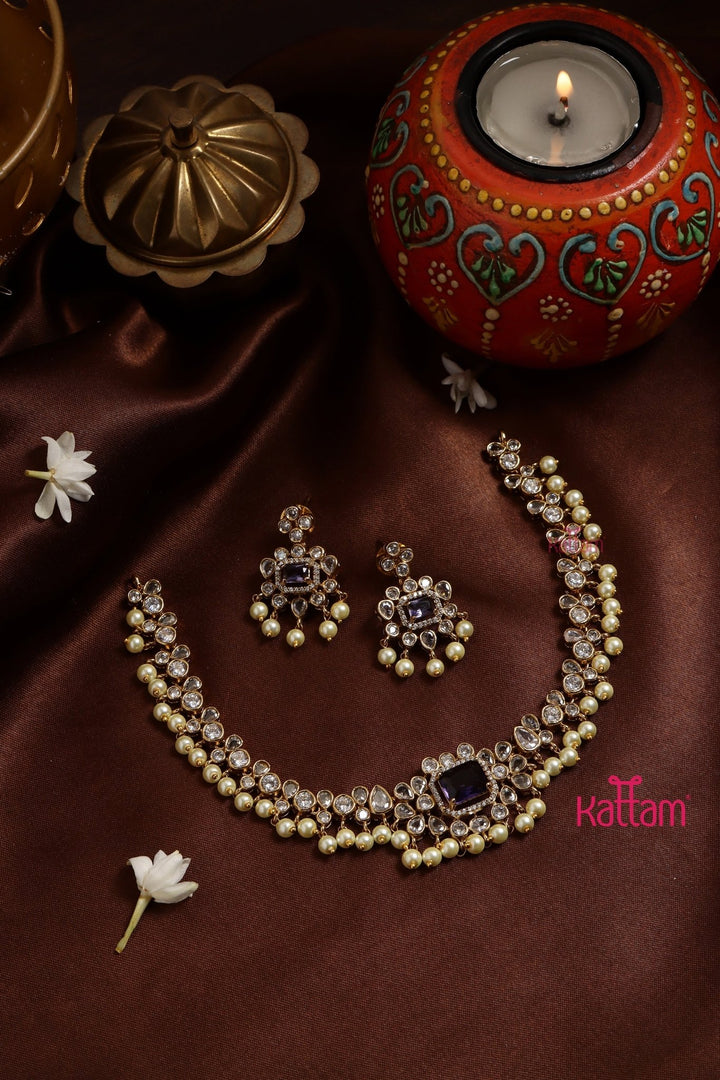 Riya - Purple Stone Choker - N3245