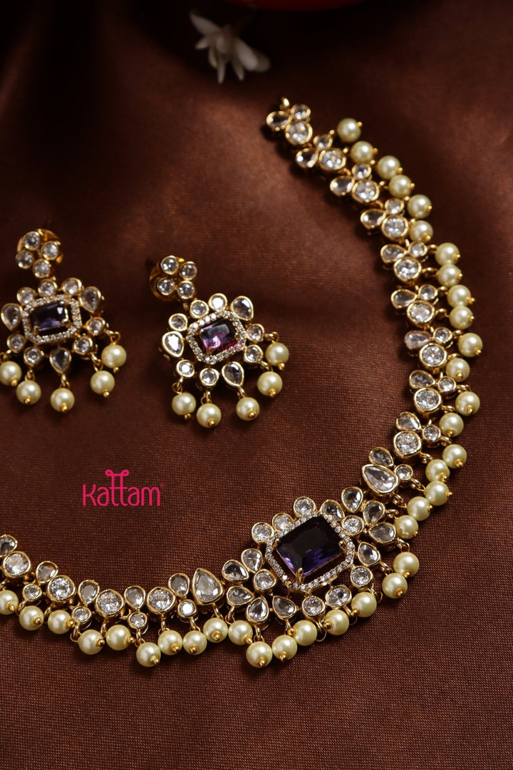 Riya - Purple Stone Choker - N3245