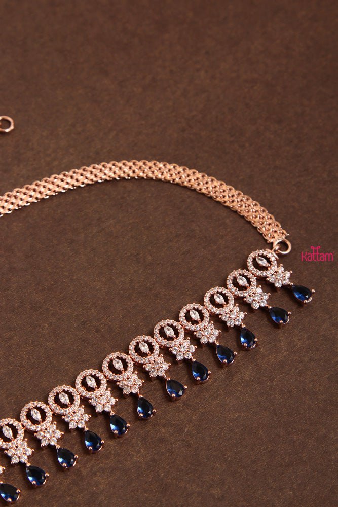 Rosegold Blue AD Hip Chain - HB062