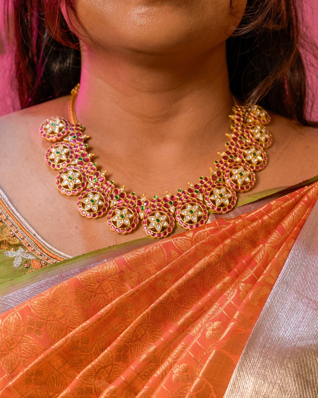 Round Buttalu Kundan Necklace ( No Earring ) - N4157