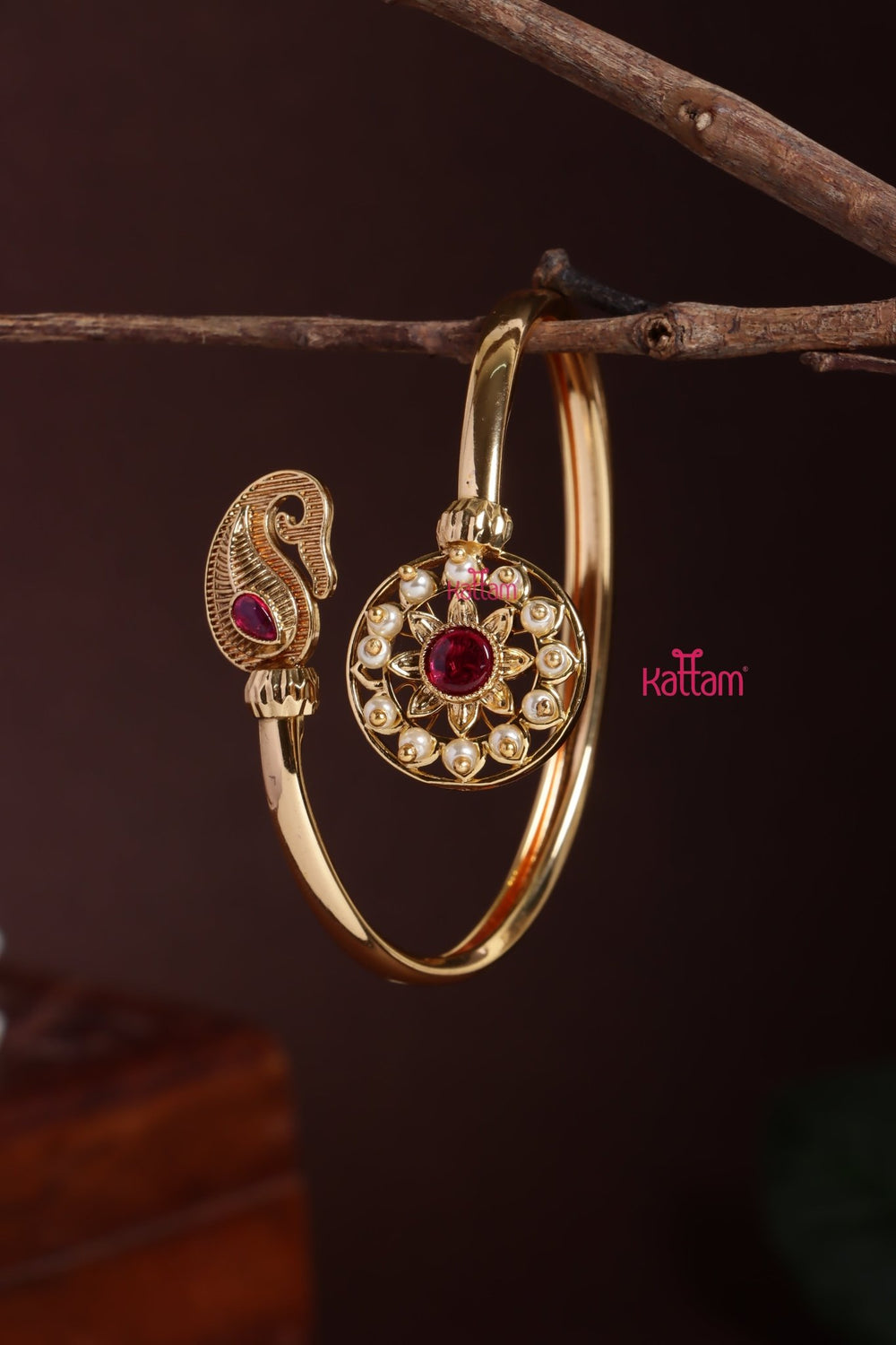 Ruby Chakra Peacock Kada - B615