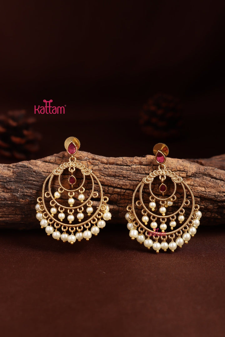 Ruby Chandbali Statement Earring - E1358