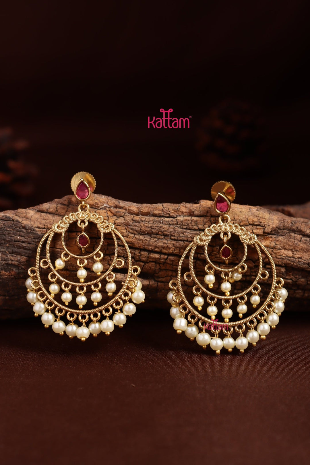 Ruby Chandbali Statement Earring - E1358