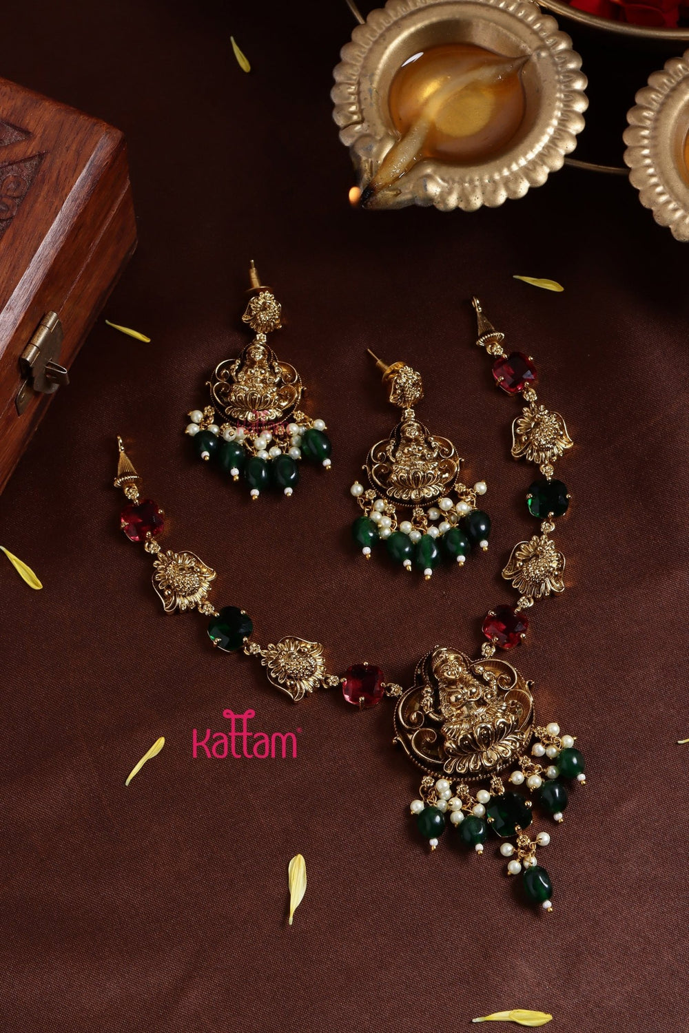 Ruby Emerald Nakshi Necklace - N3241