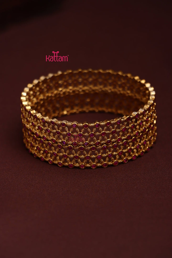 Ruby Flower Bold Bangle - B570 - V4