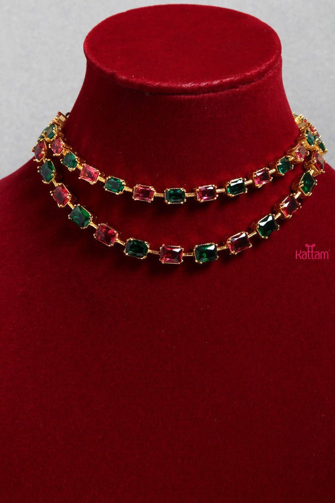 Ruby Green Double Line Choker - N1448