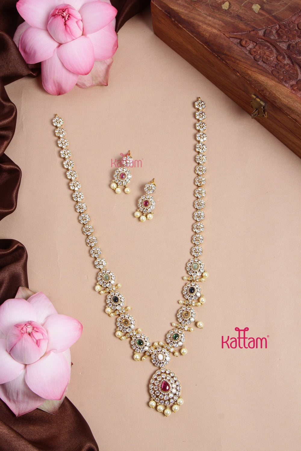 Ruby Green Grand Bridal Stone Haram - N3177