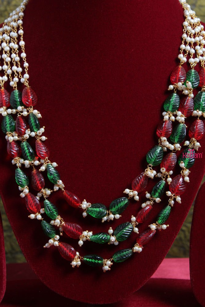Ruby Green Pearl Mala - N1641