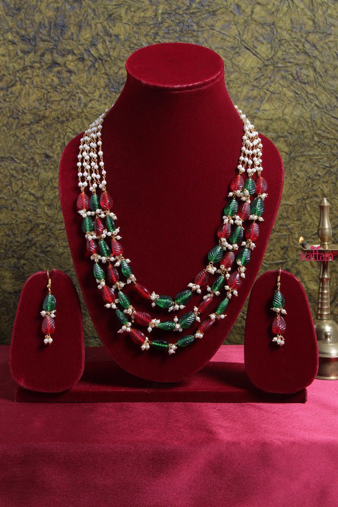 Ruby Green Pearl Mala - N1641