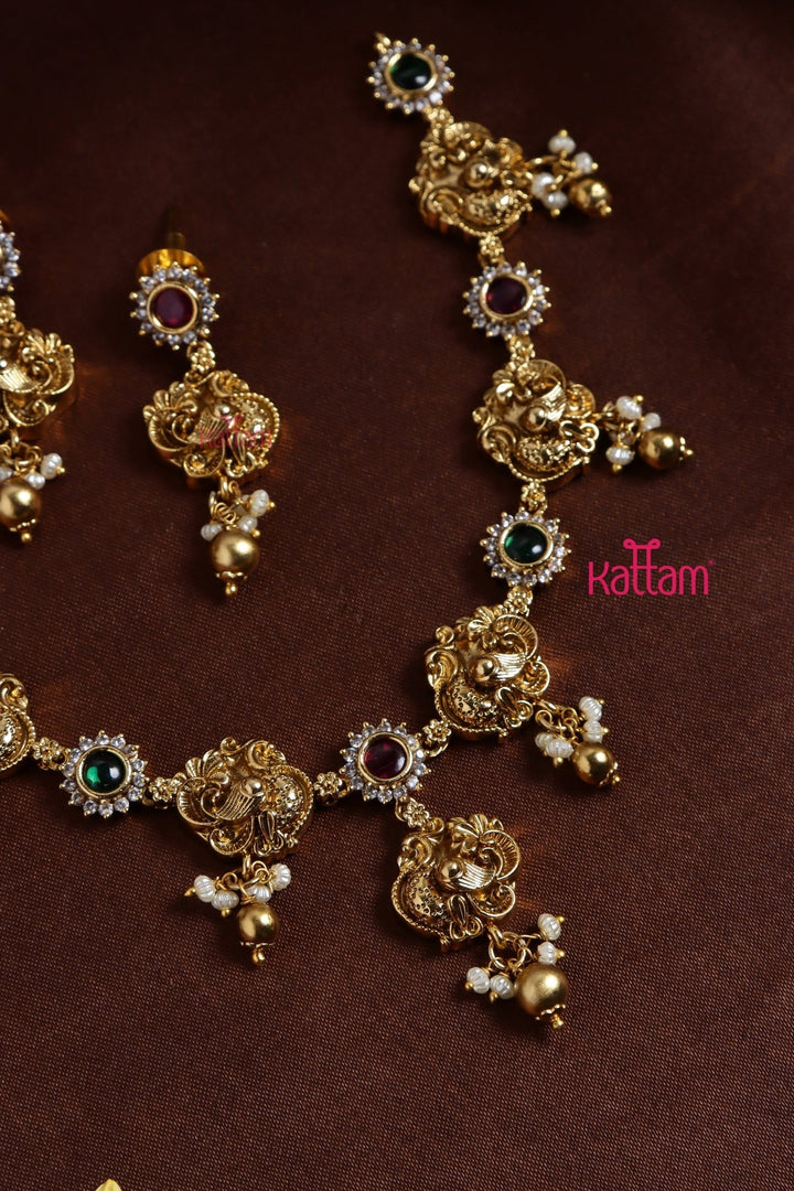 Ruby Green Pearl Peacock Choker - N3210