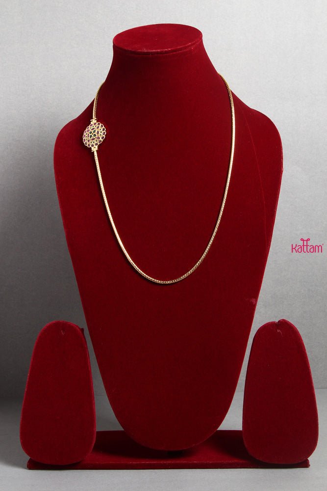 Ruby Green Round Mogappu Chain - N1506