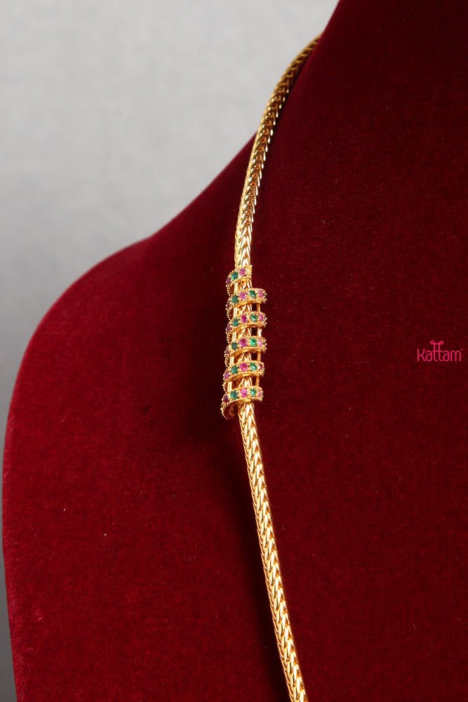 Ruby Green Spiral Mogappu Chain - N1511